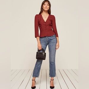 Reformation Red Polka Dot Blouse